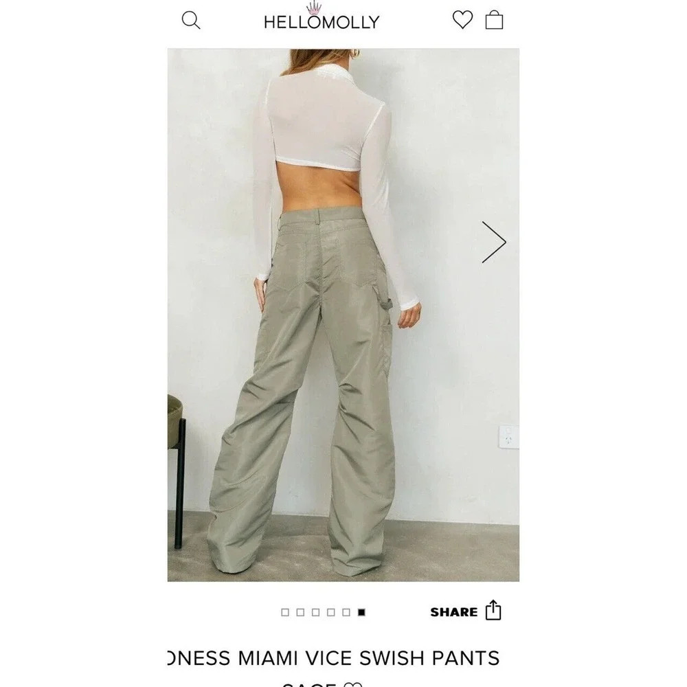 lioness miami vice pants Army Green S NWOT fall casual cargo low rise $98 y2k - Picture 4 of 9